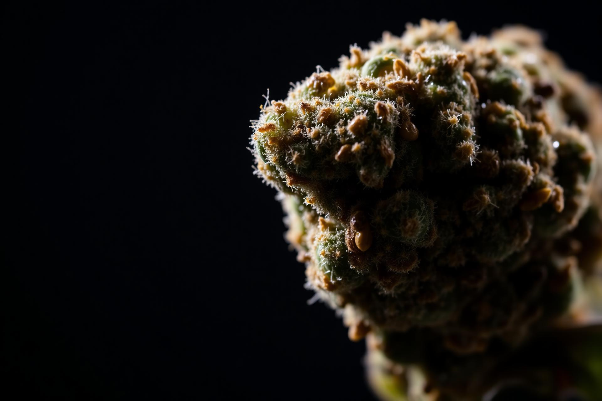 Macro photograph of cured wholesale cannabis flower