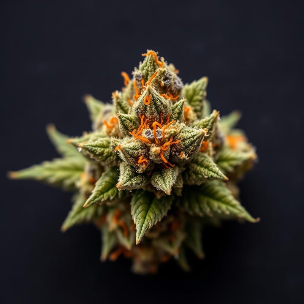 Old Man's Stash OG cannabis flower macro photograph
